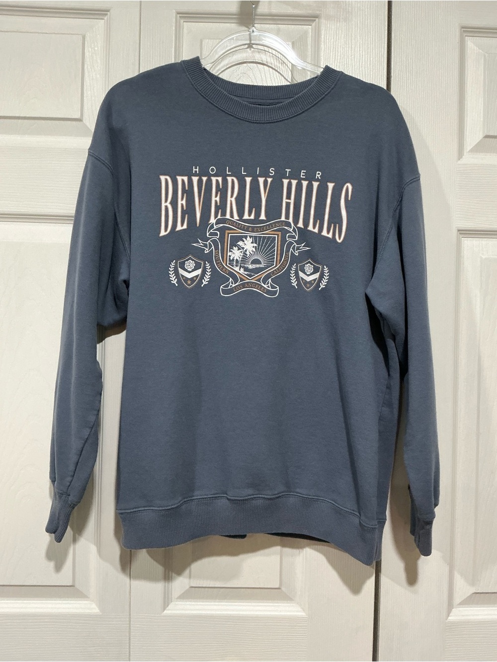 💙 Hollister Beverly Hills Gray Blue Sweatshirt - Medium (01607)